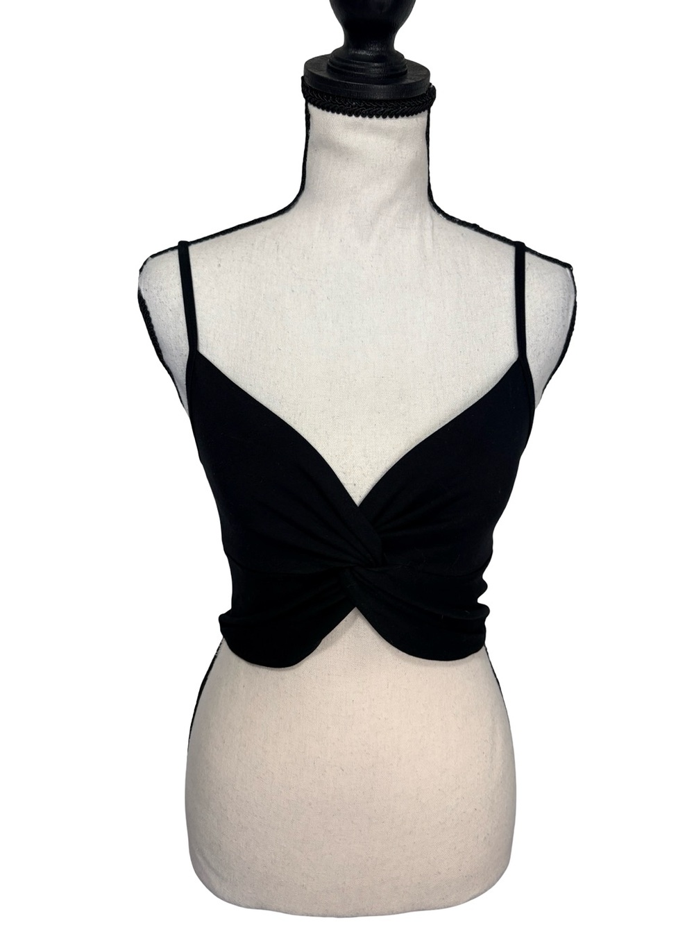 Babaton Aritzia Black Twist Front Cropped Cami Tank Top XS
